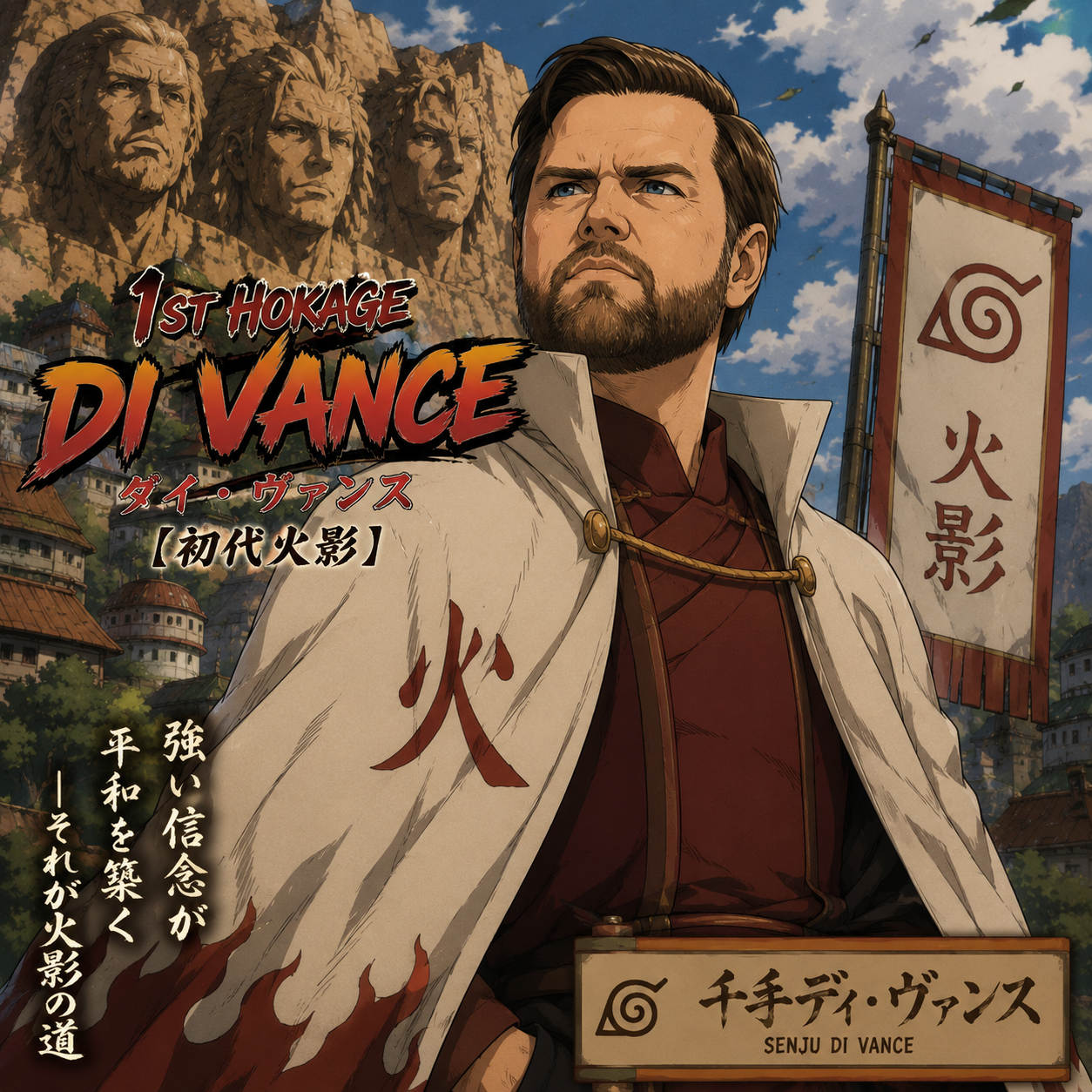 Di Vance — JD Vance reimagined as the 1st Hokage in a white cloak